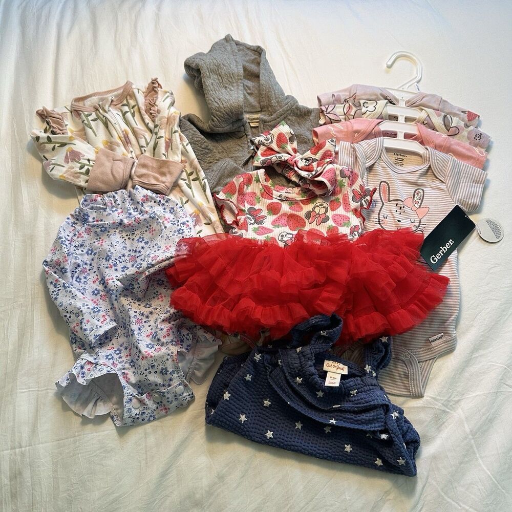 Cat & Jack, Disney, Others Infant Girls Clothing Lot of 9, Size 0-3 Months